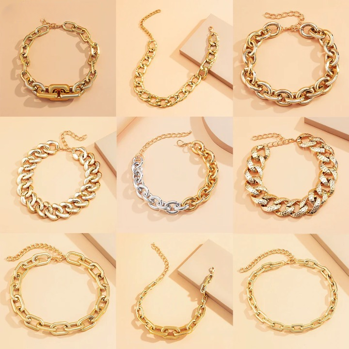 Side View of Goth Chunky Link Chain Necklace